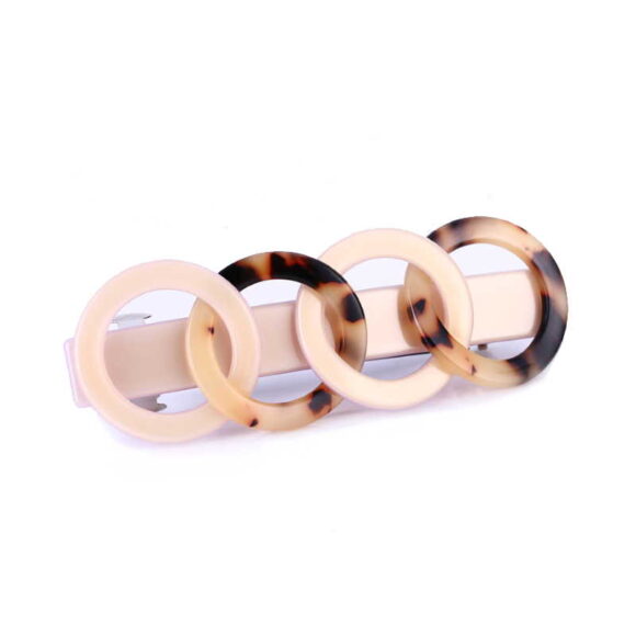 Patentspange Hornoptik vier Ringe beige