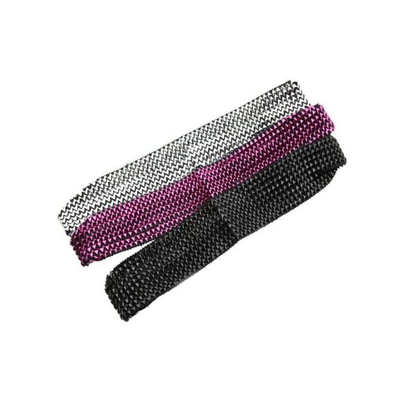breites Haarband mit Glitzereffekt in drei Farben silber, pink, schwarz und Gummizug
