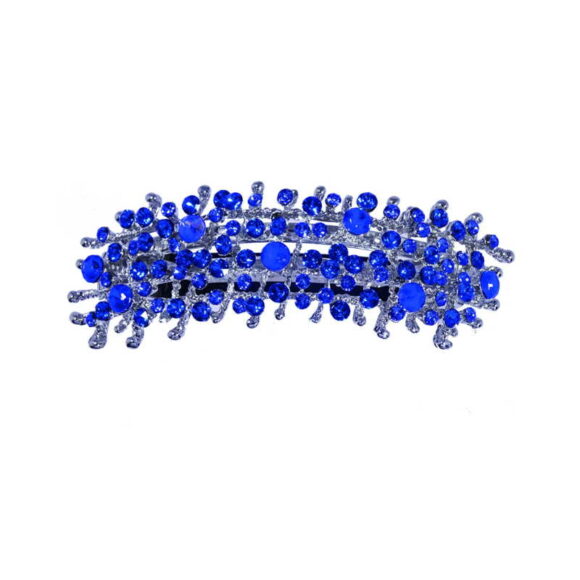 Patenthaarspange Gestell silber mit vielen Swarovskisteinen in unterschiedlicher Größe und Farbschattierungen royal blau